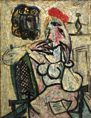 Pablo Picasso Classical Oil Paintings Seated Woman With Red Hat - Click Image to Close